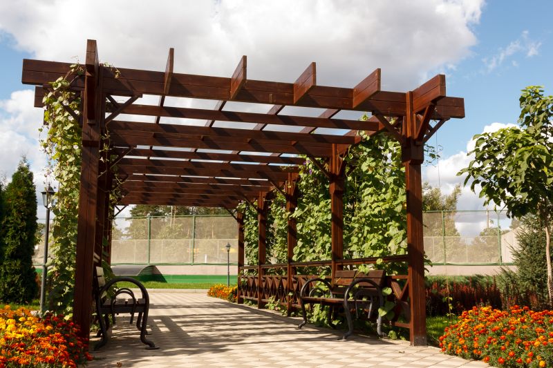 Wooden Pergola with Climbing Plants